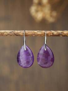 1 cặp/ Bông tai hình giọt nước cá nhân hóa bằng đá tự nhiên dễ thương cho bữa tiệc trung tính Quà tặng trang sức ngày lễ - Hoa tai - Xem 3