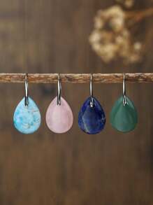 1 cặp/ Bông tai hình giọt nước cá nhân hóa bằng đá tự nhiên dễ thương cho bữa tiệc trung tính Quà tặng trang sức ngày lễ - Hoa tai - Xem 2