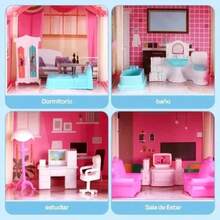 Dollhouse With LED Lights For Girls Dollhouse - Pink - View 7