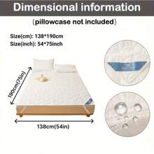 1 pieza Protector impermeable para colchón acolchado, almohadilla transpirable para cubrir el colchón con correas elásticas - Blanco - Ver 25