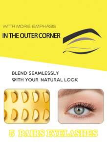 5 Paar Mini Süße Super Kurze Halb-Wimpern Falsche Wimpern, transparenter Stiel, Katzenaugen-Stil, weiche 3D Kunstmink Wimpern, für natürliches Make-up - 5 Paar/Box. Geeignet für kleine Augen, wiederverwendbar für täglichen Gebrauch und Dates - Natürliche Wimpern - Übersicht 4