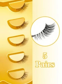 5 Paar Mini Süße Super Kurze Halb-Wimpern Falsche Wimpern, transparenter Stiel, Katzenaugen-Stil, weiche 3D Kunstmink Wimpern, für natürliches Make-up - 5 Paar/Box. Geeignet für kleine Augen, wiederverwendbar für täglichen Gebrauch und Dates - Natürliche Wimpern - Übersicht 6