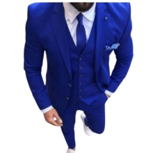 Terno Slim De Luxo Executivo Completo (Calça + Blazer + Colete) - Azul Royal - Visão 2