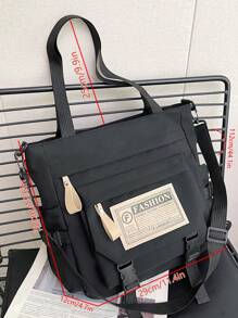 Fashionable Color Block Shoulder Crossbody Tote Bag Large Capacity Multi-Purpose Messenger Bag For Women - Black - View 11