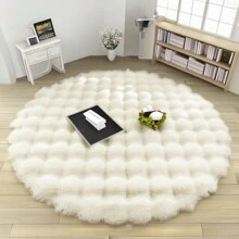 1pc Plush Soft Comfortable Circular Solid Color Rug, Cozy Fluffy Carpet Suitable For Bedroom, Living Room, Sofa, Vanity Area And More Gifts Birthday Graduation