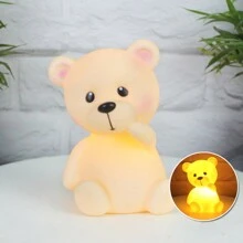 1 Peça Luz Noturna Inclinada de Urso de Pelúcia com 4 Cores de LED, Lâmpada de Ambiente de Urso Fofo para Quarto e Sala de Estar, Decoração Luminosa de Urso de Pelúcia para Festa e Festival