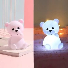 1 Peça Luz Noturna Inclinada de Urso de Pelúcia com 4 Cores de LED, Lâmpada de Ambiente de Urso Fofo para Quarto e Sala de Estar, Decoração Luminosa de Urso de Pelúcia para Festa e Festival