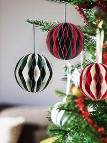 1pc Honeycomb Ball Pendant Easy Assemble New Year Christmas Tree Paper Hanging Decoration Wedding Birthday Party - Multicolor - View 9