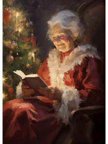 1 szt. Vintage Christmas Santa Portret Choinka Jeleń Zima Bałwan Sztuka Plakaty Płótno Malowanie Wydruki Ścienne Zdjęcia Wystrój Domu Bez Ramki, Dekoracje Świąteczne, Prezent Świąteczny