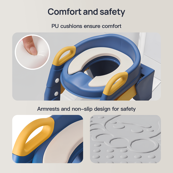 Toilet Potty Training Seat With Step Stool Ladder And Urinal, Safe & Comfortable Potty Chair With Anti-Slip Design,Adjustable Height, Soft Cushion, Foldable For Easy Storage, Perfect For Kids And Toddlers