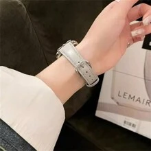 New Luxury Faux Leather Watch Band Compatible With 38/40/41/42/44/45/49mm Strap For Ultra/SE/8/7/6/5/4/3/2/1