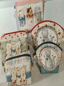 Cats Toiletry Bag Panel Fabric - Nhiều màu - Xem 1