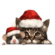 圣诞节小猫和小狗静电贴窗玻璃贴花、家居装饰 - 彩色 - 查看 3