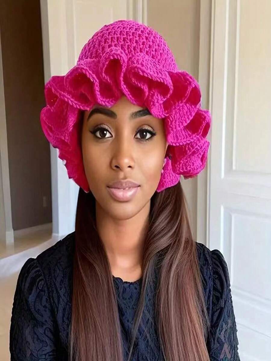 Women's Fashion Tie-Dye Ruffle Knit Hat - A Stretchy, Warm Polyester Winter Hat With A Unique Pleated Design That Is Perfect For Halloween And Fantasy Themes - Multicolor - View 1