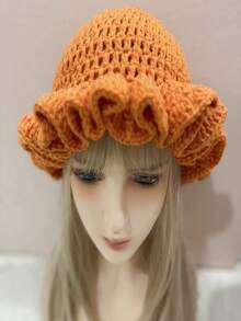 Women's Fashion Tie-Dye Ruffle Knit Hat - A Stretchy, Warm Polyester Winter Hat With A Unique Pleated Design That Is Perfect For Halloween And Fantasy Themes - Multicolor - View 4