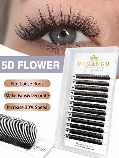 CoMango 12Rows 0.07mm Wispy 5D Fairy Eyelash Extensions Spikes Wet Lashes Cluster Premade Fans 5D Flora Mink False Eyelashes For Makeuplash Clusters,Eyelash Clusters,Individual Eyelashes,Lashes,Fake Lashes