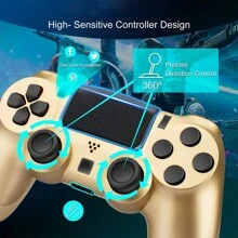 Wireless Controller Compatible with PS4,with Dual Vibration Game Joystick Remote - Dorado - Ver 4