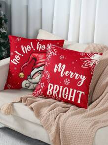 4 件圣诞装饰枕套亚麻方形靠垫套 45*45 厘米，圣诞老人麋鹿软枕套适用于圣诞派对家庭房间沙发椅装饰圣诞装饰品，圣诞靠垫套，圣诞沙发装饰圣诞枕套，圣诞房间装饰，圣诞礼物，2026 新年装饰，不含枕芯圣诞装饰圣诞装饰圣诞装饰 - 聖誕老人麋鹿 - 查看 5