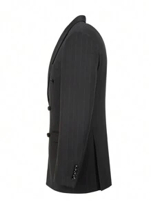 Furuyal Men's Suits Striped 3 Pieces Suit Set For Men Elegant Solid Casual Fashion Double Breasted Slim Fit Prom Blazer Vest Pants Set Business Party Wedding Holiday Black Size XS-3XL