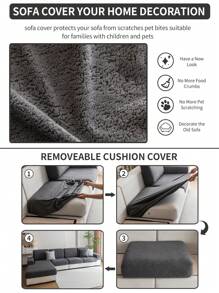 1pc All-Season Elastic Sofa Seat Cushion Cover, Simple & Modern Anti-Slip Sofa Slipcover, Living Room Sofa Protector Fit For L-Shaped And 1-2-3-4 Seat Sofa - Dark Grey - View 5
