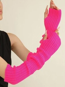 1 件多色针织保暖露指手套，厚实保暖，适合秋冬季 - 彩色 - 查看 7