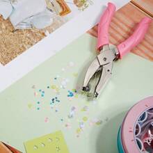 1pc Metal Handheld Paper Punch Punchers With Soft Grip,Star Hole Punch,Hand Grip Type Labor-Saving Puncher, Heart Hole Punch,Holes For DIY Craft Tag 2025 Graduation Gift, For Wedding - Pink - View 5