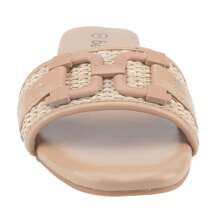 Women's Woven Raffia Strap Slide Sandals Open Toe Slip-On Flat Sandals Buckle Detail Slides Mules Slippers Spring Summer Casual Vacation Beach Shoes - Màu be - Xem 3