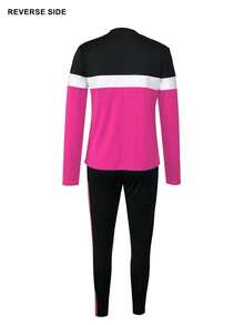Women's Plus-Size Sportswear Tracksuit Solid Color Long-Sleeved Round-Neck Sweatshirt Long Sweatpants Warm, Sweat-Absorbing Fashion Slimming Tracksuit Essential In Autumn And Winter - Màu Hồng Tươi - Xem 3