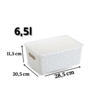 Kit With 4 Rattan Organizer Boxes With Lid Of 6.5 Liters - Màu xanh lam - Xem 2