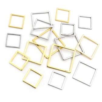 20pcs Square Charm Stainless Steel Pendant Open Bezels Hollow Pressed Resin Frame Mold Bezel DIY Jewelry Making