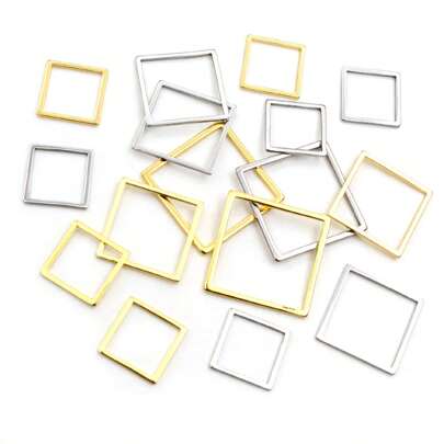 20pcs Square Charm Stainless Steel Pendant Open Bezels Hollow Pressed Resin Frame Mold Bezel DIY Jewelry Making