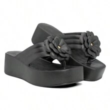 EVVA HIT Women's Platform Flip Flops With Super Light And Soft EVA Heel - 黑色 - 查看 2