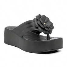 EVVA HIT Women's Platform Flip Flops With Super Light And Soft EVA Heel - 黑色 - 查看 3