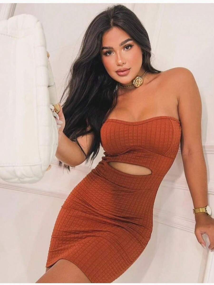 BUBLLE DRESS WITH PADS - Rỉ Nâu - Xem 1