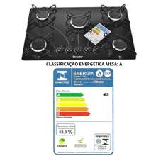 Fogão Mesa Vidro Resistente Cooktop 5 Bocas Gás Ultra Chama 127v/220v Bivolt - Preto - Visão 8