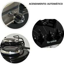 Fogão Mesa Vidro Resistente Cooktop 5 Bocas Gás Ultra Chama 127v/220v Bivolt - Preto - Visão 7