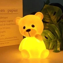 1 Peça Luz Noturna Inclinada de Urso de Pelúcia com 4 Cores de LED, Lâmpada de Ambiente de Urso Fofo para Quarto e Sala de Estar, Decoração Luminosa de Urso de Pelúcia para Festa e Festival