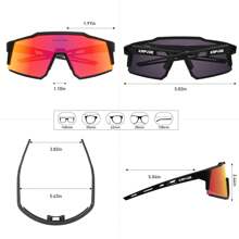KAPVOE Polarized Cycling Glasses With 4 Interchangeable Lenses TR90 Sports Sunglasses Women Men Running - 01 Black Frame / 4 Red Lens - View 6