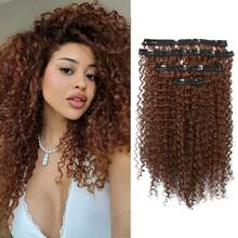 6 piezas Extensiones de cabello con clip de 16 pulgadas, extensiones de cabello rizado sintético con clip para mujeres, postizos - Multicolor - Ver 15
