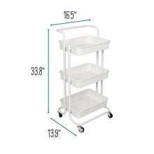 3-Tier Rolling Craft Cart With Handle, White - White - View 9