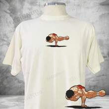 Baki Hanma Anime Embroidered T-Shirt Unisex Blouse Cotton Shirt - 白色 - 查看 1