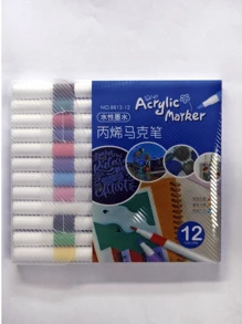 多彩丙烯酸涂料记号笔，水性涂料记号笔，适用于 DIY 绘画和创作，适用于大多数表面，包括石头、玻璃、复活节彩蛋、木材和织物、万圣节涂鸦、可洗（两种包装随机发货） - 彩色 - 查看 14