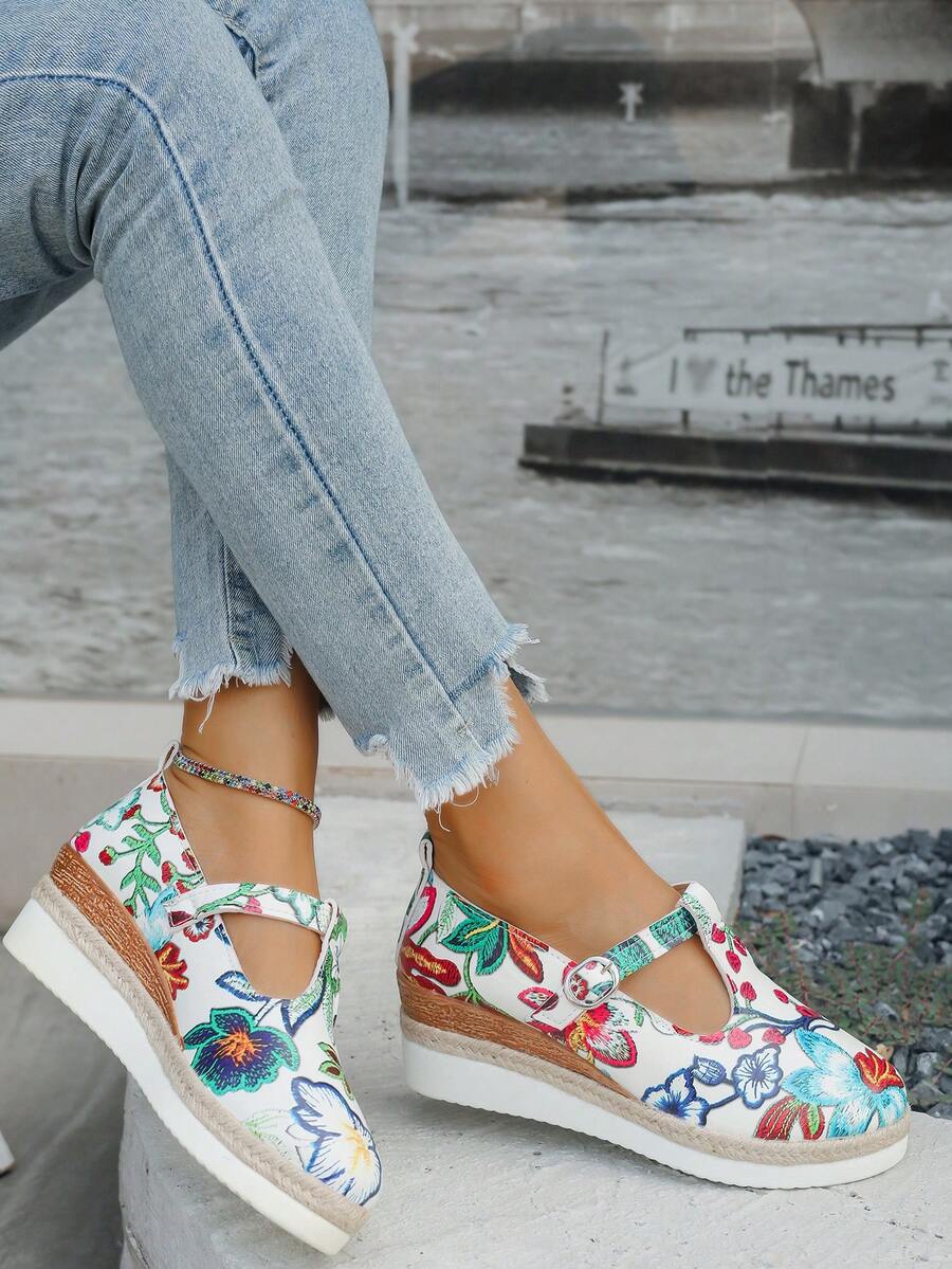 Giày Sandal Đế Xuồng Đế Xuồng Nữ Mùa Xuân Thu 2024 Thời Trang Mới Mũi Nhọn Quai Mắt Cá Chân Giày Cao Gót Thoải Mái Đa Năng - Nhiều màu - Xem 1