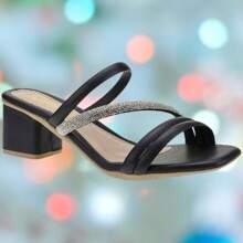 Women's Matte And Shiny Strappy Heel Sandal With Comfort Insole - 黑色 - 查看 5