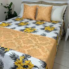 KING BED FOOTBOARD KIT + 2 Pillowcases Without Refill | Jacquard Fabric - Luxury And Elegance - 米色 - 查看 1