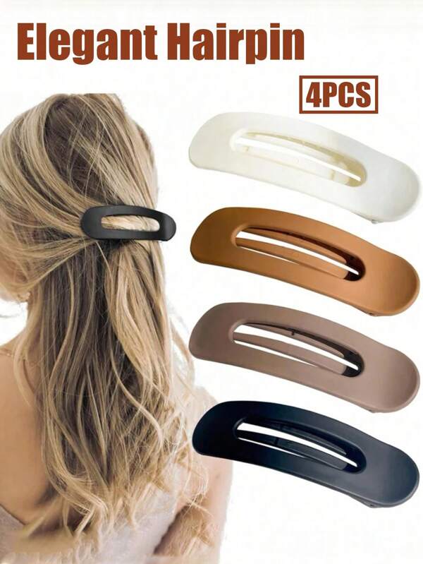 topshiny 4 piezas de elegantes pasadores de pelo planos y minimalistas, pinzas de moda de unicolor, pasadores de pelo sofisticados para uso diario para mujeres, adecuados para ir al trabajo y sesiones fotográficas, también para Halloween