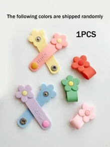 1pc Multicolor Cartoon Flower Shaped PVC Cable Winder, Earphone/Data Cable Organizer, Line Fastener