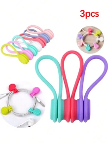 3pcs Magnetic Cable Organizer, Anti-Tangle Earphone & Charging Cable Holder