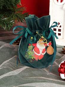 1 件创意圣诞礼物苹果形状包，圣诞夜抽绳袋，圣诞装饰糖果袋，适用于秋季家居装饰，适用于旅行收纳袋、化妆包、化妆包、度假收纳袋、大容量化妆品收纳盒化妆盒，适用于口红、刷子、护肤品、手机、硬币、小物品，适用于家庭、礼物、度假和节日万圣节圣诞节多功能用途 - 彩色 - 查看 2