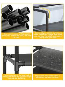 Zapatero para armario DE 5 NIVELES Y 4 NIVELES ,organizador de zapatos con sombrero, perchero, estante de entrada para almacenamiento - Negro - Ver 9